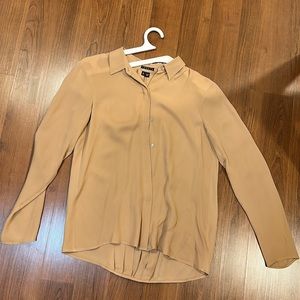 theory beige silk button down blouse